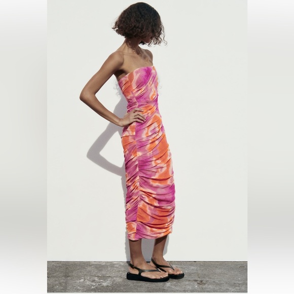 ZARA - PRINT DRESS WITH TULLE - Picture 2 of 4